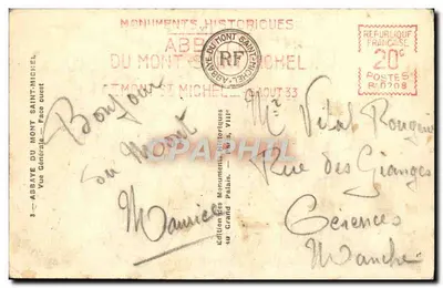 Mont Saint-Michel — Algemene uitzicht — Westzijde — Uitgave van de Historische Monumenten — Achterkant