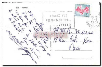 Rennes — Panoramic View and Monuments — Publisher F. Chapeau, n°502 — Back