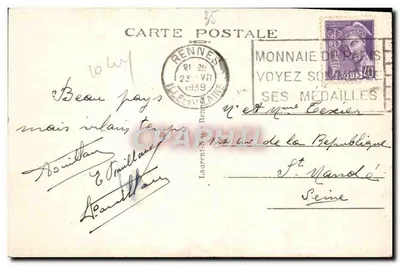 Rennes — Teatr — Zbudowany w 1831, zniszczony pożarem w 1850, odbudowany w 1857, odrestaurowany w 1912 — Rewers