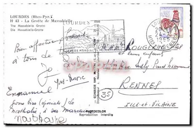 A Gruta de Massabielle — Lourdes — editor COMBIER IMP. NICOLAU, n°35 — Verso