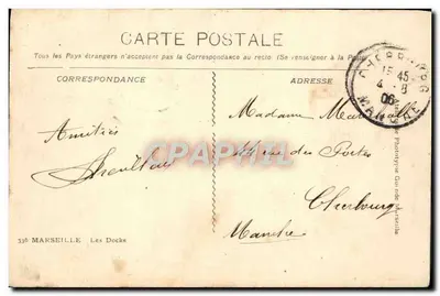 Les Docks de Marseille — vue des bâtiments et des voies ferrées — éditeur : Phototypie Gau née Marseille — Verso