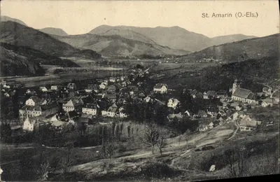 St. Amarin (O.-Els.) — vista panorâmica do vilarejo e da vales — Kunatverlag Sulz-Genweiler
