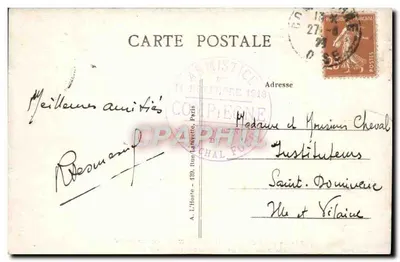 Las Compiègne — Wnętrze wagonu Marszałka Focha, w którym został podpisany Armistice, 11 listopada 1918 — Rewers