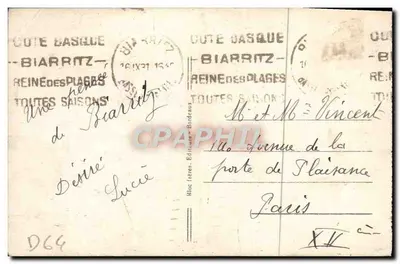Biarritz (Côte Basque) — A Grande Praia — BR. — Editor Bloc Frères, Bordeaux, n° 69 — Verso