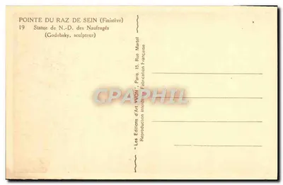 Ponta do Raz de Sein (Finistère) — Estátua de Nossa Senhora dos Naufragados — Godebsky, escultor — Verso