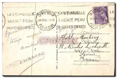 Puy de Sancy — Widok na zachód — Auvergne, wydawca J. Gouttefanges, nr 1278 — Rewers