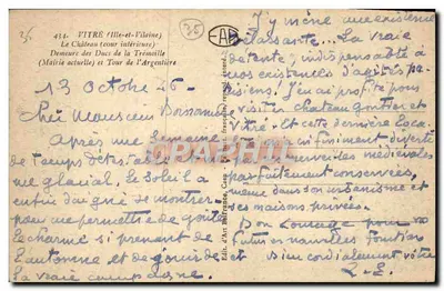 Vitré (Ille-et-Vilaine) — Zamek (wewnętrzny dziedziniec), Dziedzictwo Duców z Tremouille i Wieża Argentière — Wydawnictwo Artystyczne Belfrance, Creen — Rewers