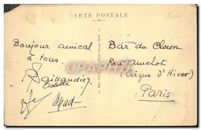 Bilhete postal antigo Gargilesse A Casa de George Sand — Verso