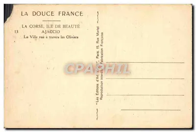 Ajaccio — La Città vista attraverso gli Olivi — Les Editions d'Art 'VIGNON', Parigi — Verso