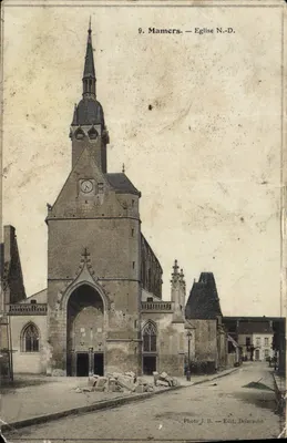 Bilhete postal antigo Mamers Igreja