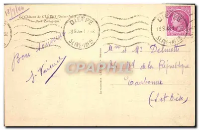 Zamek w Clères — Widok ogrodu zoologicznego — Drukarnia Léon - Rouen — Rewers