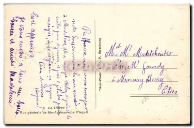 Ste-Adresse — La Spiaggia — Vista generale — editore 'Real-Photo' C. P. Strasburgo — Verso