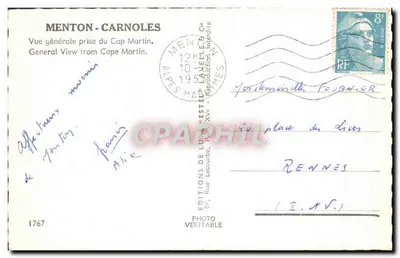 Menton - Carnoles — Ogólny widok z Cap Martin — Estel — Rewers