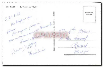 Paris — A Ópera — Edições Chantal — Verso