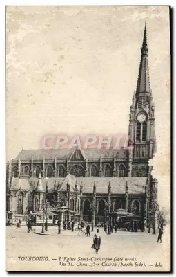 Bilhete postal antigo Tourcoing I'A Igreja Saint Christophe