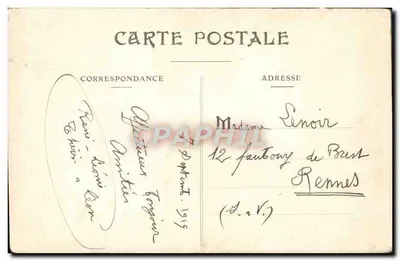 Bilhete postal antigo Lourdes Estátua São Miguel Cruz dos Bretões — Verso