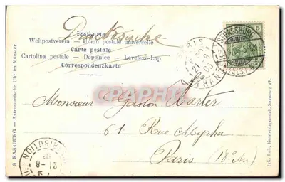 Wnętrze katedry w Strasburgu — zegar astronomiczny — wydawca nieznany — Rewers