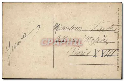 Stare Strażburg — widok miasta z mostem i wieżami — Wydawnictwo D.A.R. Strażburg — Rewers