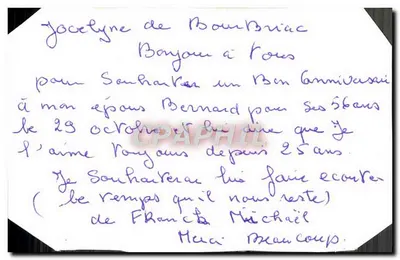 Fiori e anelli — Grazie — Jocelyne de Bourbriac a Toulouse — Verso