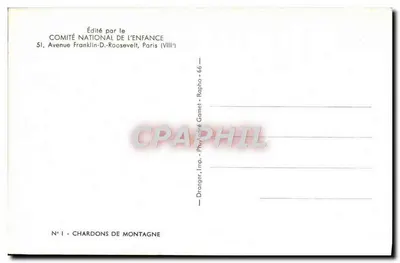 Ervas-de-romã da montanha — Editado pelo Comitê Nacional da Criança, Paris (VIIIe) — N° 1 — Verso