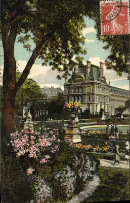 Bilhete postal antigo Paris Louvre