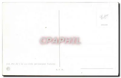 Bilhete postal antigo SS Pio XI e sua Corte nos Jardins Vaticanos — Verso