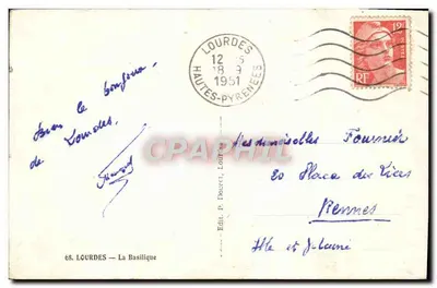 Lourdes — Bazylika — Wyd. P. Douret, Lourdes, n°68 — Rewers