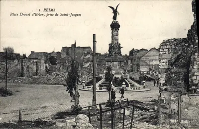 Reims — Place Drouet d'Erlon, após guerra — editor não identificado, n° de série 2
