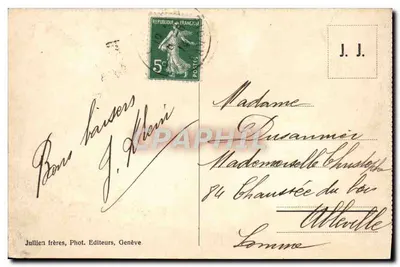 Les Praz (Chamonix) i Aiguille du Dru — J. J. 7748 — Jullien frères, Phot. Editeurs, Genève — Rewers