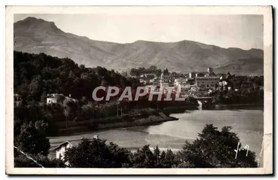 Bilhete postal antigo Cote Basque Hendaye Velha Cidade e a Bidassoa