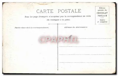 Toulouse - Grand Rond — vista de entrada com colunas e estátuas — Edição especial do Chocolat Poulain — Verso