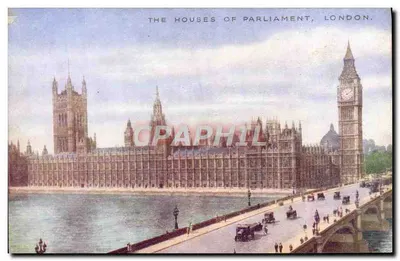 As Salas do Parlamento, Londres — vista com a torre Big Ben — editor D. F. & S., Londres