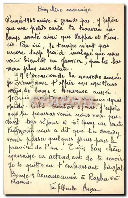 Nocejski pejzaż z domem — 'Bonne Année' — wydawca nieznany — Rewers