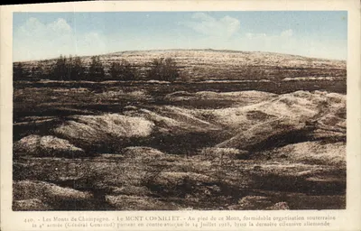 Montes da Champagne — Mont Cornillet — 4ª armada (Geral Gouraud) contra-atacando em 14 de julho de 1918