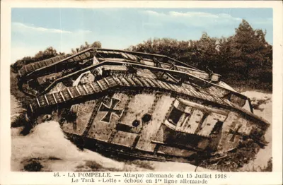 La Pompelette — Tanque « Lotte » encalhado na primeira linha alemã — J. Fréville, editor, Reims