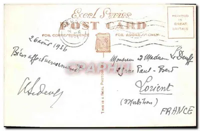 Bilhete postal antigo Castelo de Mont Orgueil, Jersey — Verso