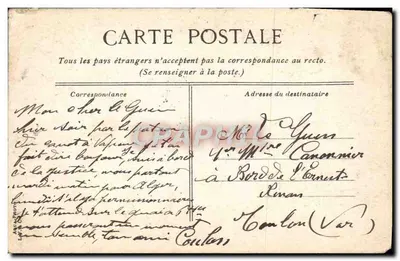 Bilhete postal antigo Hyères — O grande cassino — Verso