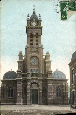 Bilhete postal antigo Roubaix Igreja do Santo Redentor