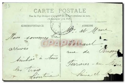 Stara pocztówka Saint Denis Le Cours Ragot Tramwaj — Rewers