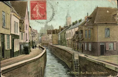 Bilhete postal antigo Amiens Rue Basse des Tanneurs