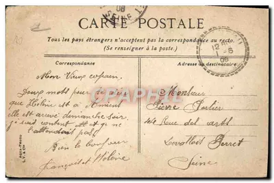 Bilhete postal antigo Amiens Rue Basse des Tanneurs — Verso