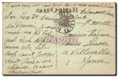 Bilhete postal antigo Pornic A Ense das Raposas na Entrada do porto O castelo e a cidade — Verso