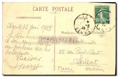 Bilhete postal antigo Argel — L'Opera — Verso