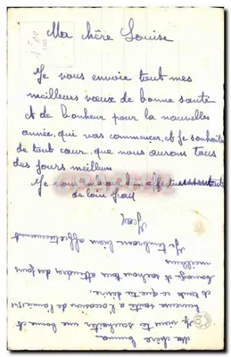 Bouquet de fleurs et de gui — houx, brindilles de sapin, et un fer à cheval — éditeur non visible — Verso