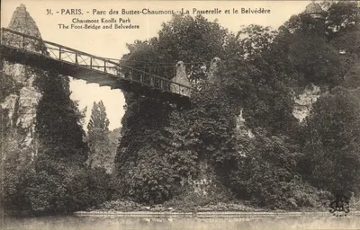 Paris - Parque das Buttes-Chaumont - A Ponte e o Mirante