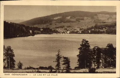 Bilhete postal antigo Geraromer Lago E A Cidade