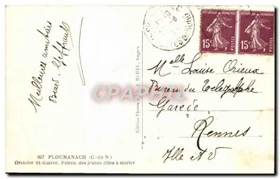 Oratório de Ploumanach — Patrimônio local — Brud, n°607 — Verso