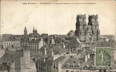Rennes — Vista Geral — A Igreja de São Salvador e as Torres da Catedral — Mary-Housselière editora, Rennes