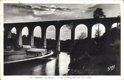 Dinan (C.-du-N.) — O Viaduto sob a Lua — Saby