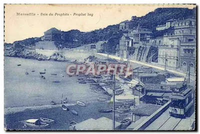 Marseille - Baía do Profeta — vista do porto com trêm — editor impresso Brizaille